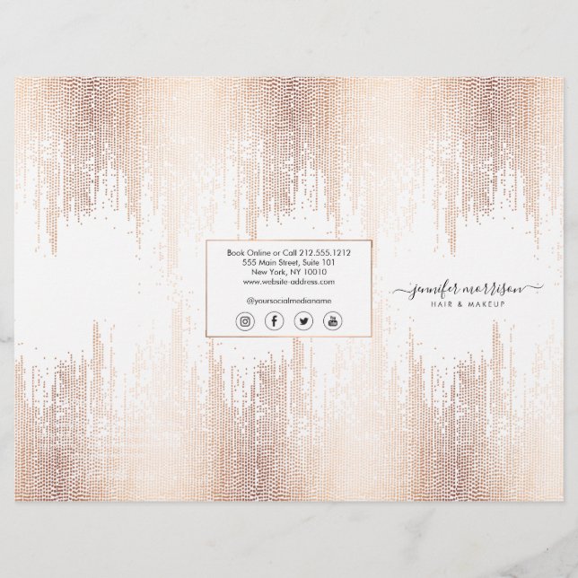 Glam Script Rosa Guld Konfetti Regn Tri-Fold Reklamblad (Framsidan)