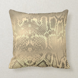 Glam Sepia Guld Animal Python Snake Skin Kudde