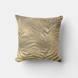Glam Sepia Guld Animal Zebra Skin Safari Lux Kudde