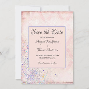 Glam Shabby Chic Rosa Vitt Lila Glitter Inbjudningar
