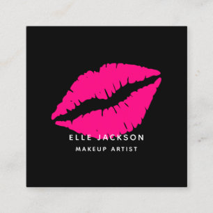 Glam shock rosa Black läppar makeup artist Fyrkantigt Visitkort