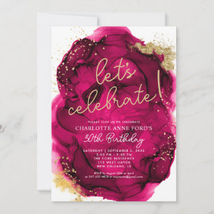 Glam Shock rosa Glitter Alcohol Bläck Birthday Inbjudningar