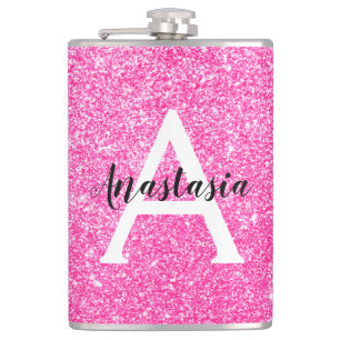 Glam Shock rosa Glitter Sparkles Monogram Namn Fickplunta