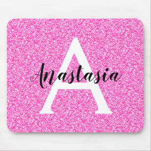 Glam Shock rosa Glitter Sparkles Monogram Namn Musmatta