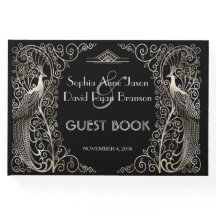 Glam Silver Art Deco Peacocks Bröllop