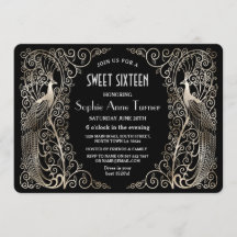 Glam Silver Art Deco Peacocks Sweet sixteen Party