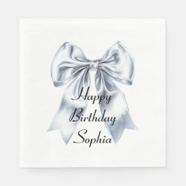 Glam Silver Bow Birthday Pappersservett
