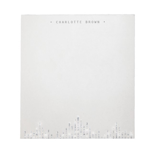 Glam silver deco vintage personlig stationär  anteckningsblock (Framsida)