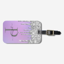 Glam Silver Glitter Dricks Elegant Monogram