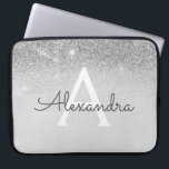 Glam Silver Glitter och Gnistra Chic Monogrammed M Laptop Fodral<br><div class="desc">Silver Ombre Faux Glitter och Gnistra Modern och Elegant Monogram Fodral. Fodral kan anpassas så att det omfattar ditt första och första namn.</div>