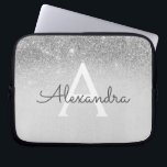 Glam Silver Glitter och Gnistra Chic Monogrammed M Laptop Fodral<br><div class="desc">Silver Ombre Faux Glitter och Gnistra Modern och Elegant Monogram Fodral. Fodral kan anpassas så att det omfattar ditt första och första namn.</div>