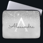 Glam Silver Glitter och Gnistra Chic Monogrammed M Laptop Fodral<br><div class="desc">Silver Ombre Faux Glitter och Gnistra Modern och Elegant Monogram Fodral. Fodral kan anpassas så att det omfattar ditt första och första namn.</div>