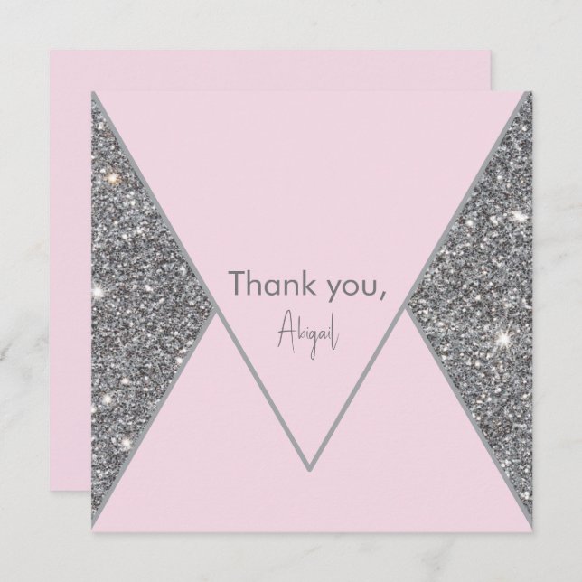 Glam Silver Glitter och Rosa Möhippa Tack (Fram/baksida)