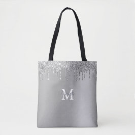 Glam Silver Glitter Personlig Monogram Tygkasse