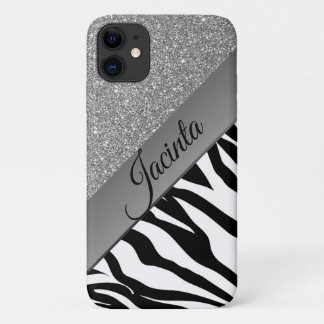 Glam Silver Glitter Zebra tryck Personlig