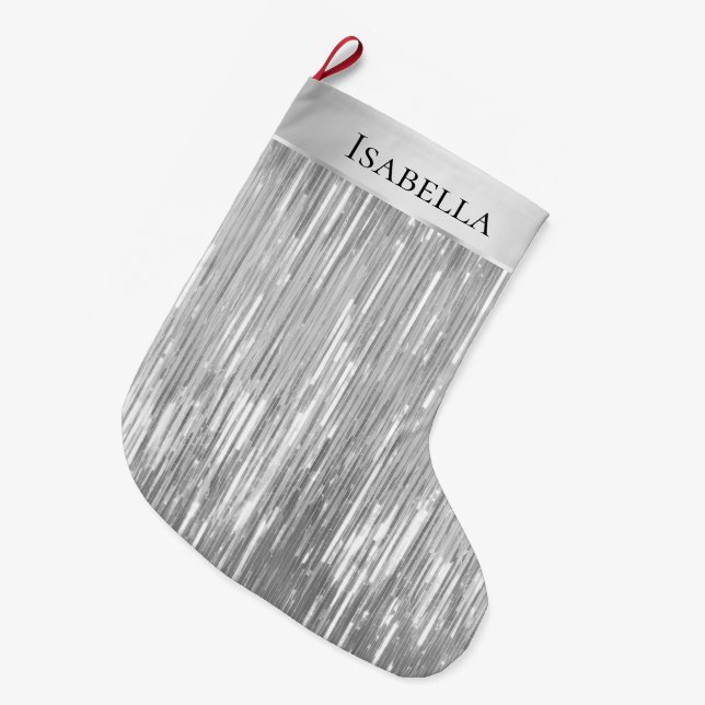 Glam Silver Glitzy Gnistra Namn Stor Julstrumpa (Framsidan (Hängande))