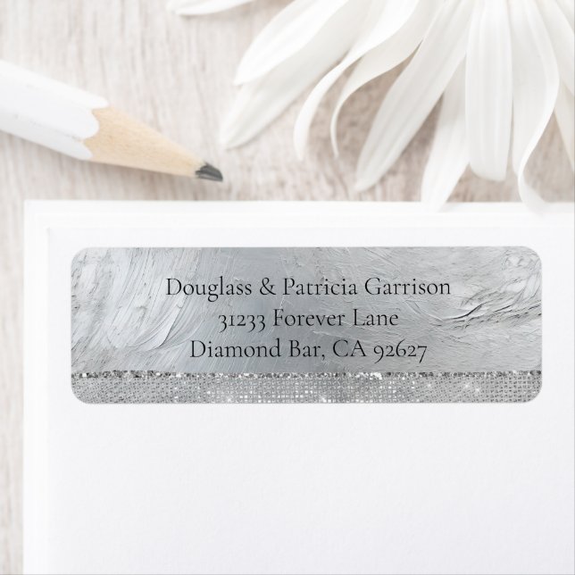 Glam Silver Gnistra Returadress Etikett (Insitu)