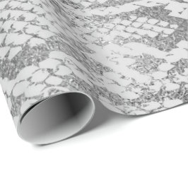 Glam Silver Grått Monochrom Python Snake Skin Vip Presentpapper