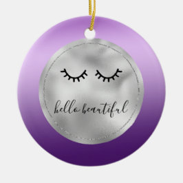 Glam Silver Lila Black Eyelash Julgransprydnad Keramik
