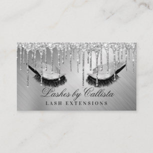Glam Silver Metallic Glitter Drives Lash Ögon Visitkort