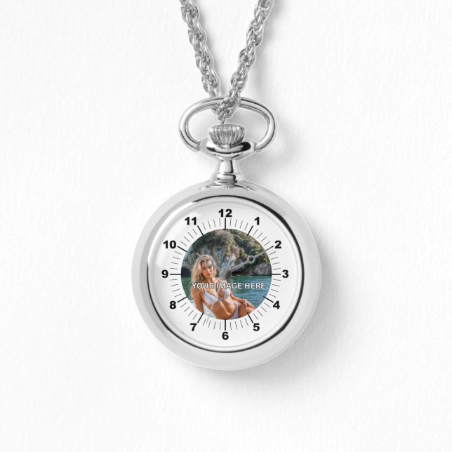 GLAM! 💎 Silver Necklace Watch Bling Armbandsur (Framsida)
