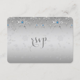 Glam Silver Snöflingor Crystal Pearl Bröllop OSA Kort