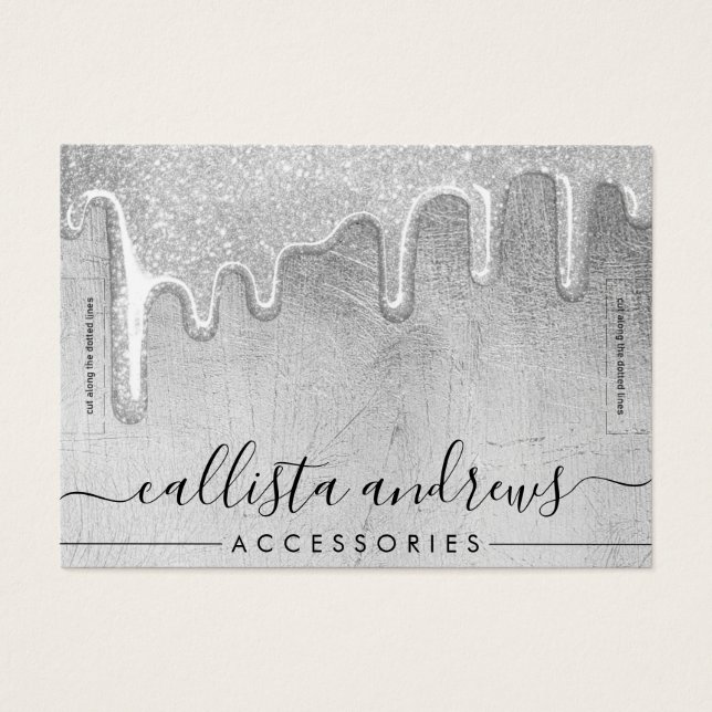 Glam Silver Thick Glitter Drives Bracelet Visning Visitkort (Framsidan)