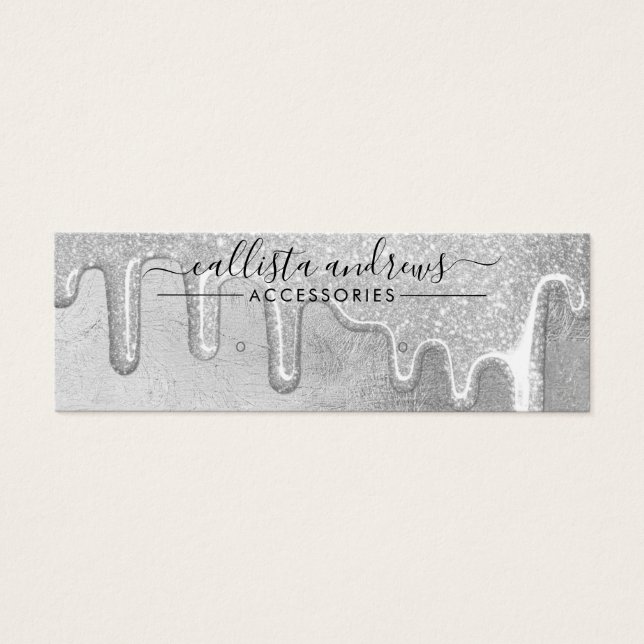 Glam Silver Tick Glitter-drivrutiner Öronbildande  Litet Visitkort (Framsidan)