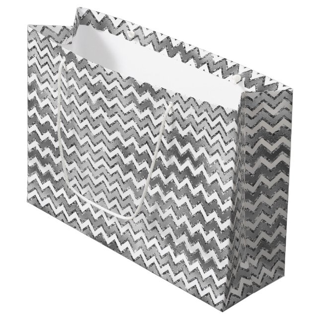 Glam Silver White Zigzag Rand (Framsidan Vinklad)