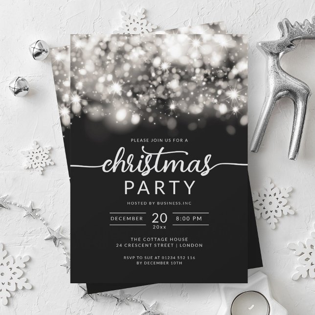 Glam Silver Winter Sparkling Company Julafton Part Inbjudningar (Glam Silver Winter Sparkling Company Xmas Party Invitation)
