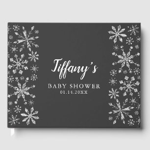 Glam Silver Winter Wonderland Baby Shower Gästböcker