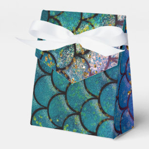 Glam Sjöjungfru Fiskfjäll Teal Lila Guld Glitter Presentaskar