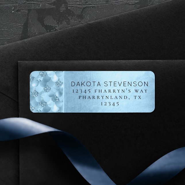 Glam Sjöjungfru  | Turkos Blue Returadress Returadress Etikett (Skapare uppladdad)