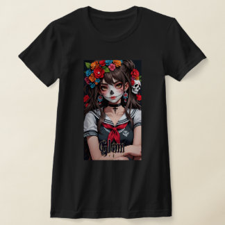 Glam Skull Girl Anime Art Manga Shirt 01 T