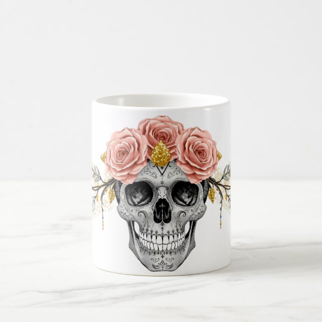 Glam Skull Mug | Elegant Gothic Halloween Cup Kaffemugg (Center)