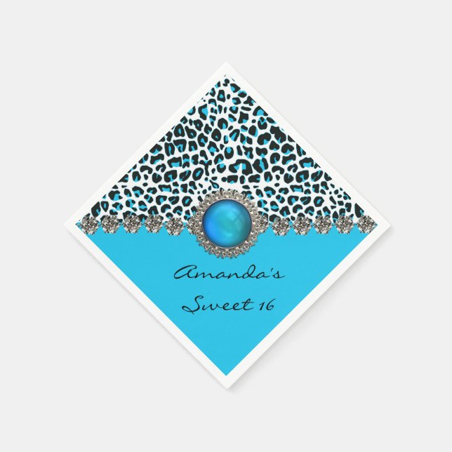 Glam Snö Leopard Sweet 16 Anpassningsbar Birthday  Pappersservett (Hörn)