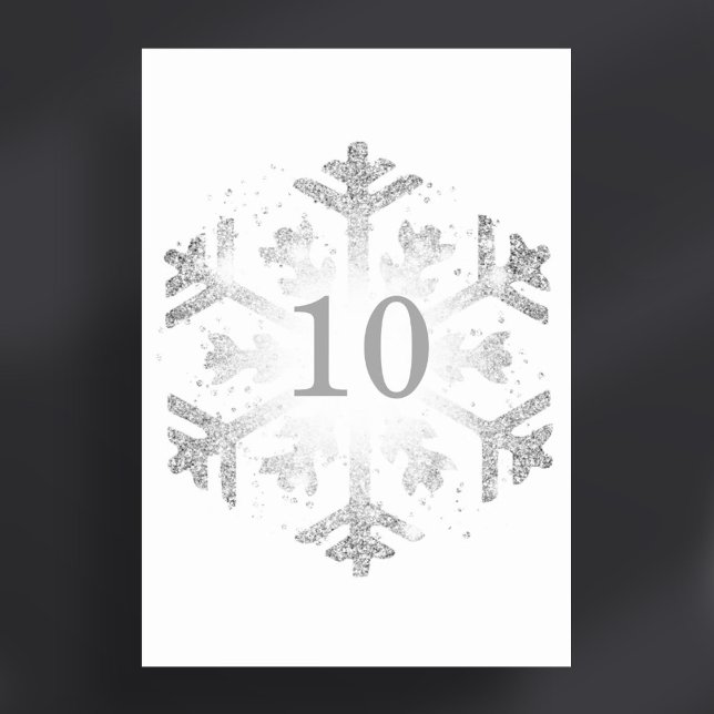 Glam Snowflake Julafton Helgdag Silver Bordsnummer (Glam Snowflake Xmas Holiday Silver Table Number)