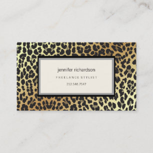 Glam Snyggt Chic Leopard Print and Gold Foil See Visitkort