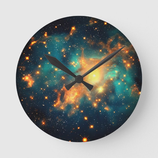 Glam Snyggt Cosmic Galaxy Rund Klocka (Framsida)