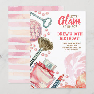Glam Spa Makeup Födelsedagsfest Inbjudningar