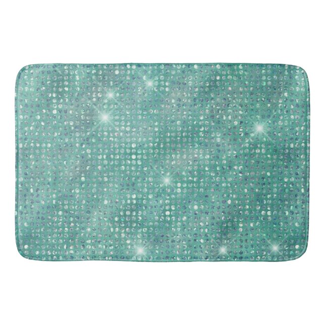Glam Sparkle Dots Sea Glass Grön Badrumsmatta (Framsidan)