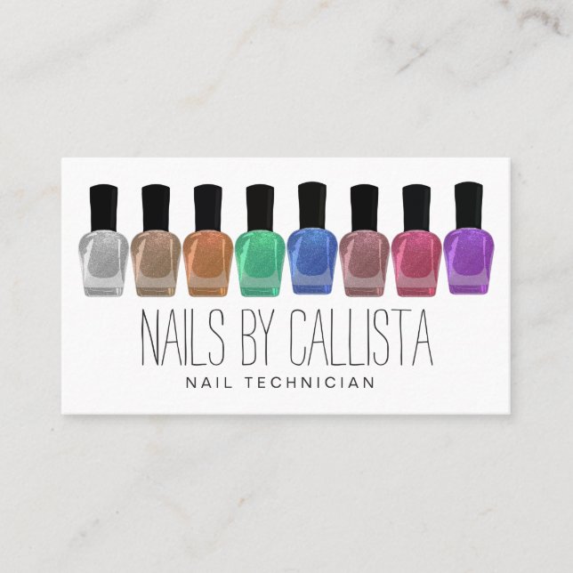Glam Sparkly Colorful Glitter polska Nagel Tech Visitkort (Framsida)