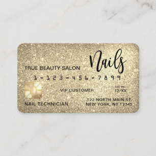Glam Sparkly Guld Glitter Kredit Card Nagel Tech Visitkort