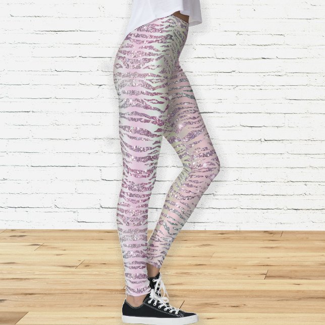 Glam Sparkly Rosa Diamond Tiger Rand Leggings (Skapare uppladdad)