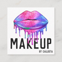 Glam Sparkly Sjöjungfru Glitter Drips Läppar Makeu Fyrkantigt Visitkort