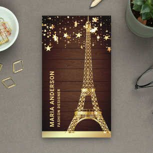 Glam Stjärnor Konfetti Guld Folie Paris Eiffeltorn Visitkort