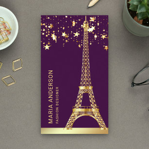 Glam Stjärnor Konfetti Guld Folie Paris Eiffeltorn Visitkort