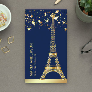 Glam Stjärnor Konfetti Guld Folie Paris Eiffeltorn Visitkort