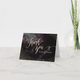 Glam svart falskt guld glitter kalligrafi tack kort