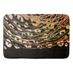 Glam Svart Guld Brons Gepard Leopard Tryck Chic Badrumsmatta